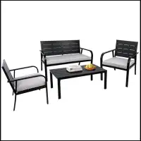 Winston Porter Sharena 4 - Person Outdoor Seating Group with Cushions,2 armchairs, a sofa chair ,coffee table