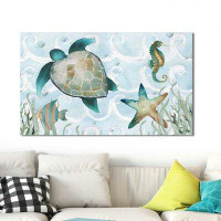 Highland Dunes 'Watercolor Sea Creatures Panel (Blue)' Watercolor Painting Print
