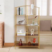 Everly Quinn Modern Foldable 4 Tier Bookshelf - Versatile Storage, No Assembly, Office & Living Room Organizer