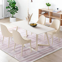 Hokku Designs 55.12" White Sintered Stone tabletop Rectangular Dining Table