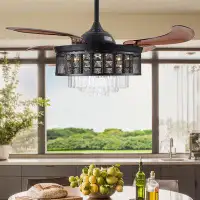 House of Hampton 42" Hildick 4 - Blade LED Ceiling Fan with Remote Control and Light Kit Included
