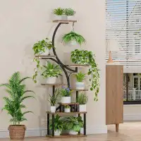 17 Stories Plant Stand Indoor with Grow Lights, 8 Tiered Plant Shelf,  Metal Plant Flower Holder Stand
