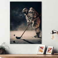 Design Art Spaceman jouant au hockey - Impression sur toile