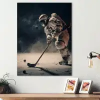 Design Art Spaceman jouant au hockey - Impression sur toile