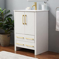 Mercer41 Muram 24'' White Modern Free-standing 2-Door & 2-Drawer Single Bathroom Vanity Set