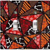 WorldAcc Metal Light Switch Plate Outlet Cover (Safari Pattern African Tribal Stained Glass Triangular Red Black   - Sin