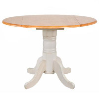 One Allium Way Drop Leaf Rubberwood Solid Wood Pedestal Dining Table