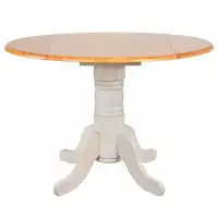 One Allium Way Drop Leaf Rubberwood Solid Wood Pedestal Dining Table