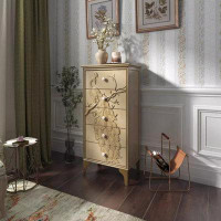 LORENZO Solid wood frame decorative cabinet cabinet living room retro exquisite carved storage cabinets