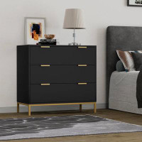 Everly Quinn Storage Cabinet 3 Drawer with Spacious Storage Modern Wood Chest of Drawers for Bedroom Living Room Hallway