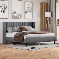 Latitude Run® King Size Linen Upholstered Platform Bed