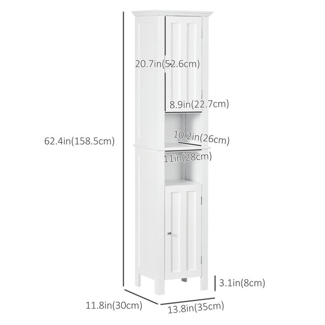 Bathroom Cabinet 13.8"W x 11.8"D x 62.4"H White in Other - Image 3