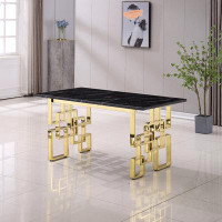 Everly Quinn Contemporary Rectangular Marble Table