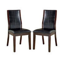 Wildon Home® Transitional Dining Room Side Chairs Set Of 2Pc Chairs Only Brown Cherry Unique Curved Back Espresso Leathe