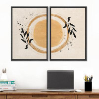 wall26 Watercolor Gold Ring Dark Forest Leaf Plant Abstract Shapes Modern Art Wall Decor Artwork Bohemian