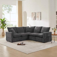 Latitude Run® Modern L Shape Modular Sofa, 5 Seat Chenille Sectional Couch Set with 2 Pillows Included