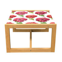 East Urban Home East Urban Home Luau Coffee Table, Art Of Flowers Of Tropical Places, Acrylic Glass Centre Table With Wo