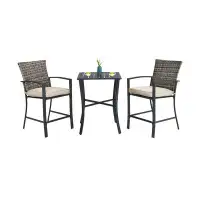 Red Barrel Studio Square 2 - Person 27.5" Steel Bar Height Dining Set with Cushions