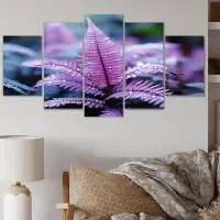 Bay Isle Home™ Purple Ferns Plant Ethereal Whispers I - Floral Wall Art Print - 5 Panels