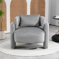 Latitude Run® Modern Design Velvet Lounge Chair,Single Sofa With Pillows For Living Room,Bedroom (Grey)