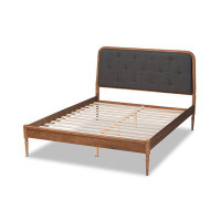 Everly Quinn Lefancy Airete Classic & Traditional Dark Grey & Walnut Brown Wood King Size Platform Bed