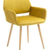 Mercer41 Yellow Upholstered Velvet Open Back Dining Chair