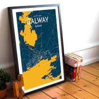Wrought Studio 'Galway City Map' Graphic Art Print Poster in Amuse