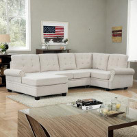 Wildon Home® Amunra Modern Linen Sectional Sofa U-Shaped Corner Sofa Couch