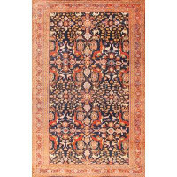 Pasargad One-of-a-Kind Antique Hand-Knotted Navy/Rust 12' x 19' Wool Area Rug