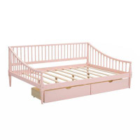 Red Barrel Studio Full Size Daybed With Two Storage Drawers And Support Legs, White (Expected Arrival Time:1.28)