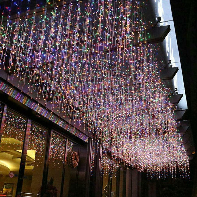NEW 12 FT HANGING ICICLE CURTAIN LED LIGHT OUTDOOR 96OLL in Outdoor Lighting in Manitoba - Image 2