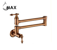 Pot Filler Faucet Double Handle Traditional Wall Mounted 27 With Accessories Rose Gold Finish