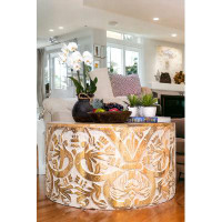 Bungalow Rose Round Carved Coffee Table