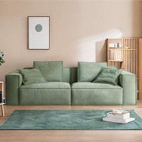 ABPEXI 86.59" Green Cloth Modular Sofa cushion couch