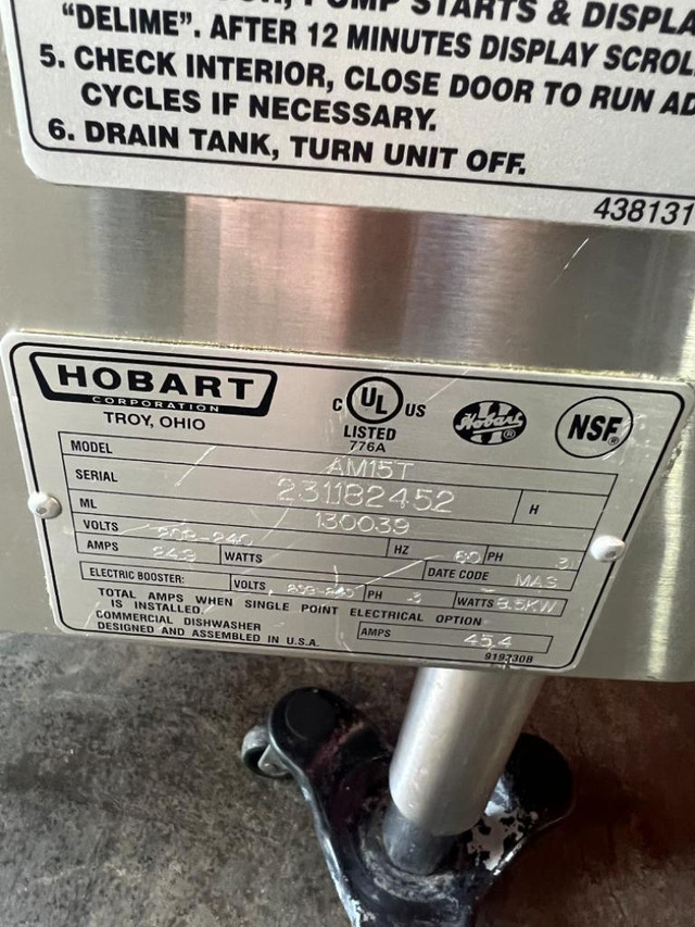 $27k Hobart high temperature am15T TALL bakery restaurant dishwasher like new ! Only $8,995 ! Can ship anywhere in Industrial Kitchen Supplies - Image 2