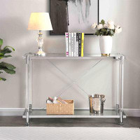 Ivy Bronx 43.31'' Chrome Glass Sofa Table, Acrylic Side Table, Console Table For Living Room& Bedroom