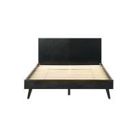 Wade Logan Branon Platform Bed Frame in Wood with Black Finish