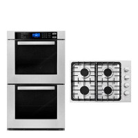 Cosmo 2 Piece 30" Gas Cooktop & 30" Electric Wall Double Oven Set
