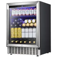 YUKOOL YUKOOL 46 Bottle Beverage Undercounter Refrigerator, Built-In Wine Cooler, Transparent Glass Door Digital Memory