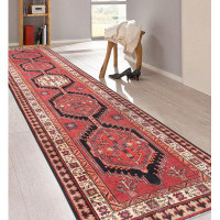 Isabelline Oriental Hand-Knotted Runner 3'6" x 10'10" Wool/Cotton Area Rug in Rust/Ivory