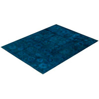 The Twillery Co. Hand Knotted Wool Contemporary Haydon Blue Area Rug 9' 3" x 11' 10"