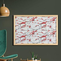 East Urban Home Ambesonne Nature Wall Art With Frame, Illustration Of Sakura Branches Windy April Weather In Japanese Pa