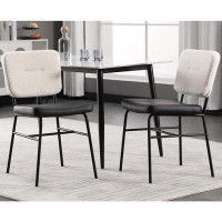 Latitude Run® Latitude Run® Modern Dining Chairs Set Of 2 Black Dining Room Chairs With Sherpa Back/Black Metal Legs Com