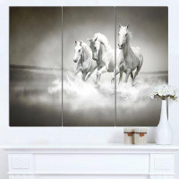 Design Art 'Horses Running Through Water' 3 Piece Photographic Print on Wrapped Canvas Set
