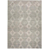 Ground Control Geometric Handmade Hand-Knotted Rectangle 9'10" x 13'1" Cotton Indoor Use Only in Pewter/White