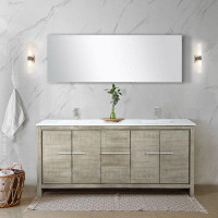 Lexora Lafarre 72 In W X 20 In D Rustic Acacia Double Bath Vanity, Cultured Marble Top, Brushed Nickel Faucet Set And 70
