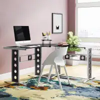 Latitude Run® Burch Glass L-Shape Desk