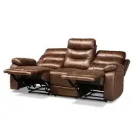Lefancy.net Lefancy  Beasely Modern and Contemporary Distressed Upholstered 3-Seater Reclining Sofa