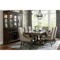 Saflon Aleece Cherry Grey Fabric Upholstered Seat Rectangular Dining Room Set