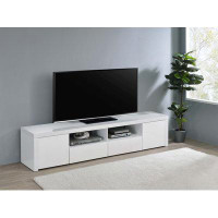 Ivy Bronx Jude 2-door 79" TV Stand With Drawers White High Gloss